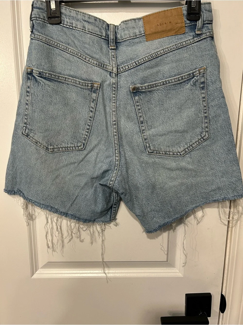 H&M Light Wash Denim Cutoff Shorts with Frayed Hem